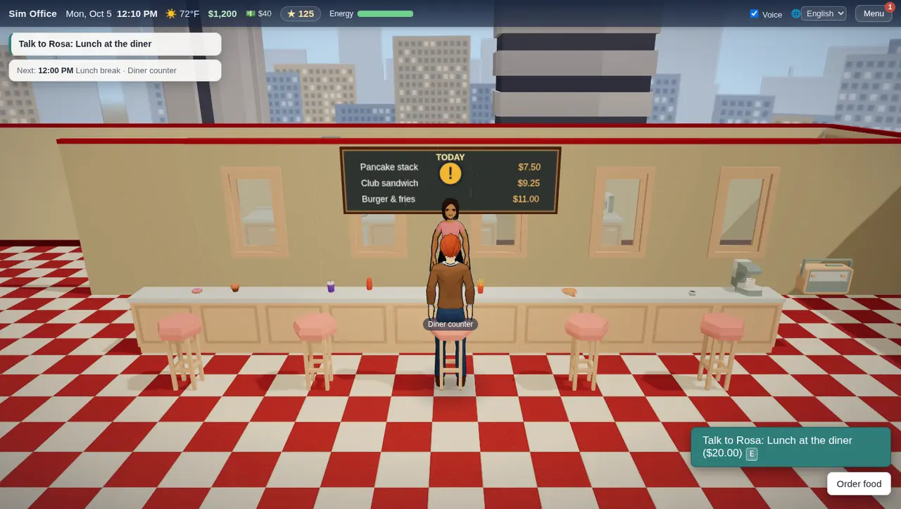 The counter of the diner with the lunch menu