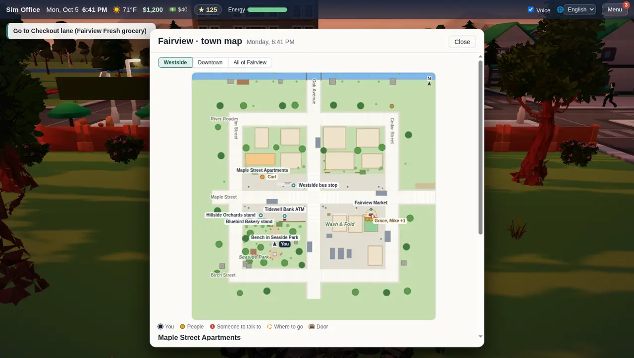The town map of Westside