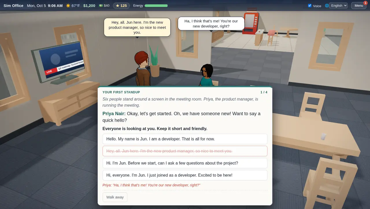 A wrong choice at the first standup and how the product manager reacts
